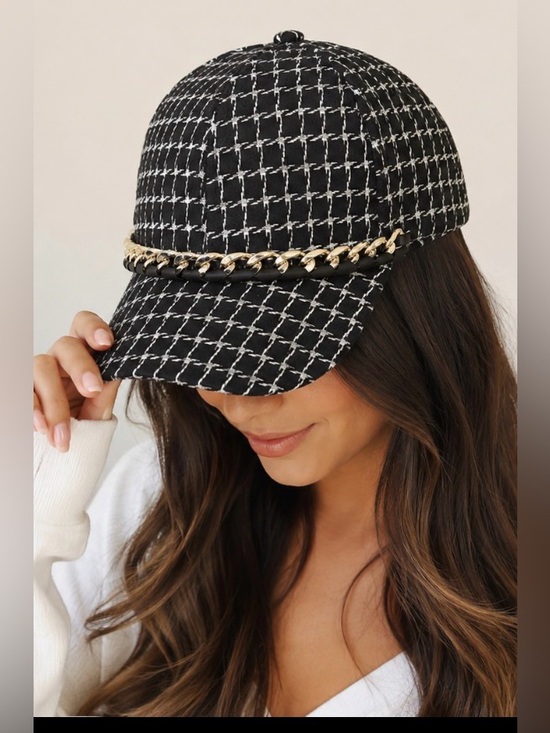 Accessories - Black Chain Trim Baseball Cap - Women Accessories
